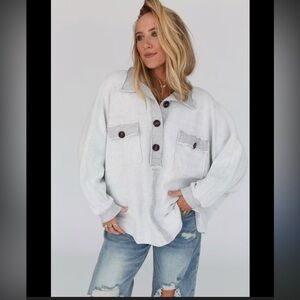 BUCKETLIST Black Button-Up Henley Sweater